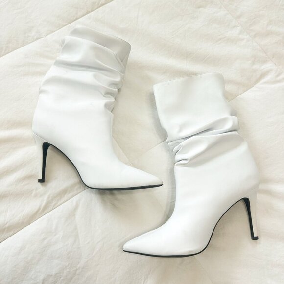 Jeffrey Campbell Guillaume Percival White Slouch Boots Size 10 Patent Point Toe - Picture 4 of 9